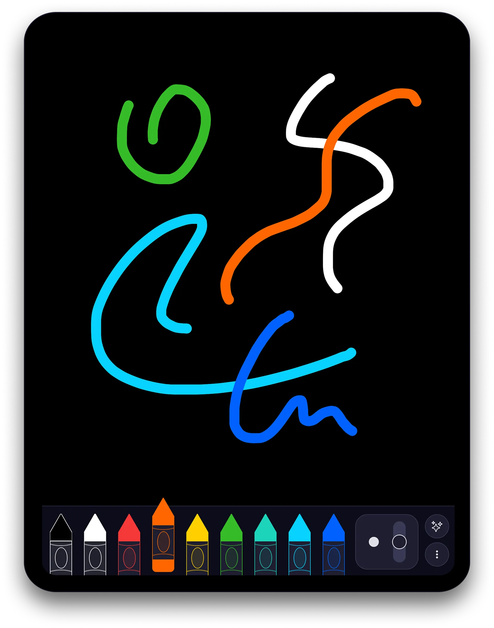 The Dabble drawing canvas and marker toolbar